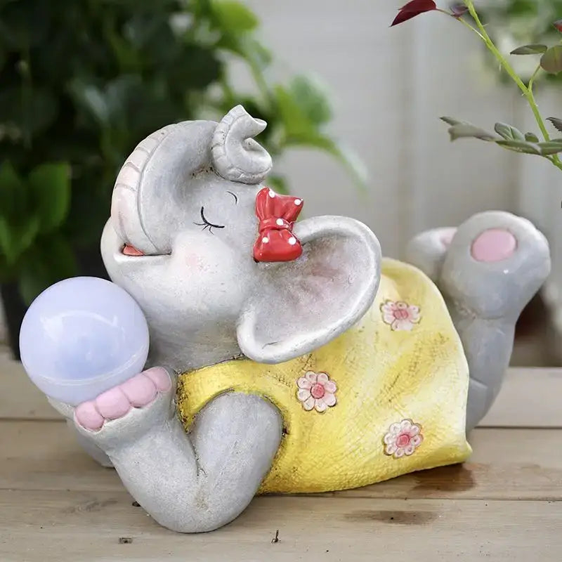 Gray floral elephant garden decoration outdoor ceramic figurine