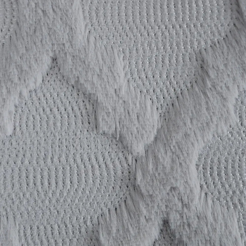 Gray fluffy embroidery cushion cover living room woven textured decor