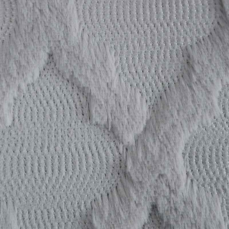 Gray fluffy embroidery cushion cover living room woven textured decor
