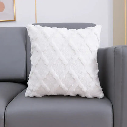Gray fluffy embroidery cushion cover living room woven textured decor