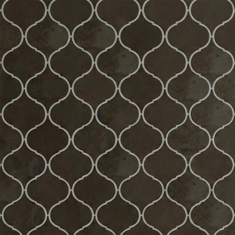 Gray Fousanna Honed Winter Leaf Limestone Waterjet Mosaics 4 7/8x6 13/16