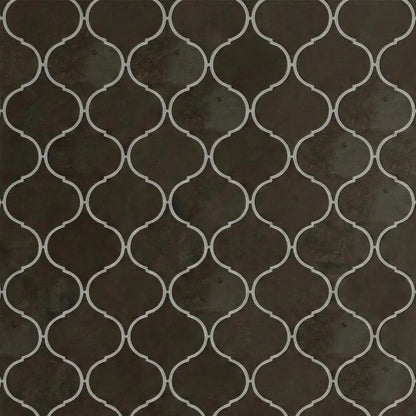 Gray Fousanna Honed Winter Leaf Limestone Waterjet Mosaics 4 7/8x6 13/16