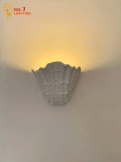 Gray gypsum shell led wall lamp bedroom sconce