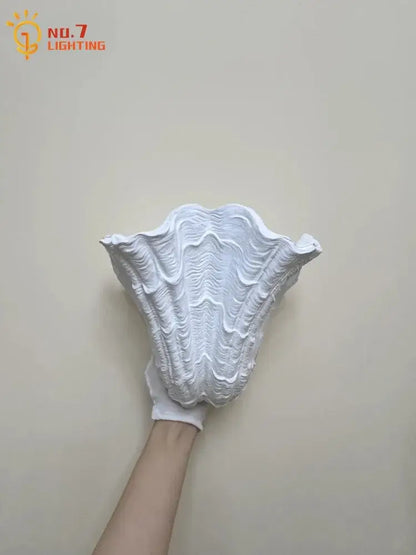 Gray gypsum shell led wall lamp bedroom sconce
