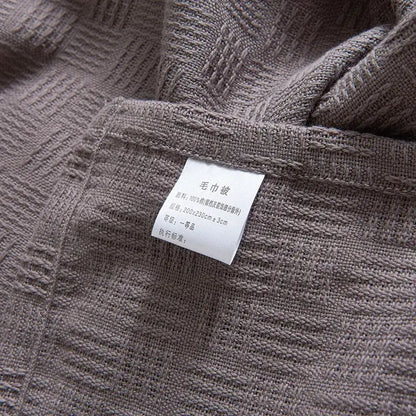 Gray herringbone cotton waffle towel quilt for bedroom or office
