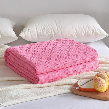 Gray herringbone cotton waffle towel quilt for bedroom or office