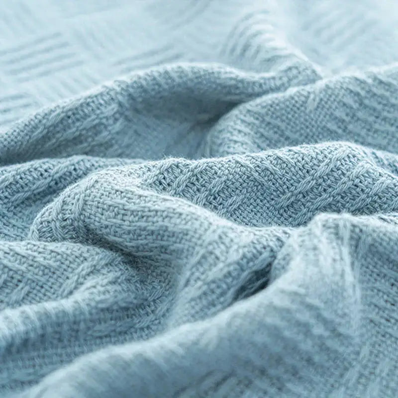 Gray herringbone cotton waffle towel quilt for bedroom or office
