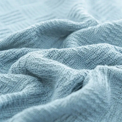 Gray herringbone cotton waffle towel quilt for bedroom or office