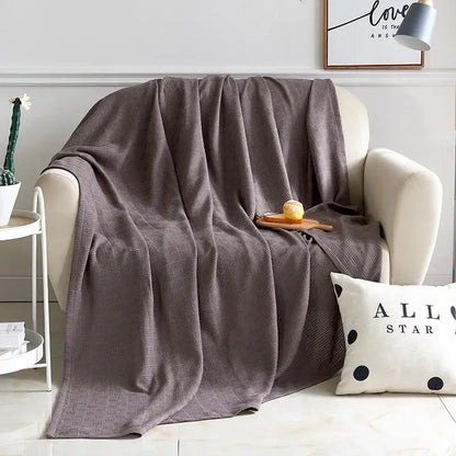 Gray herringbone cotton waffle towel quilt for bedroom or office