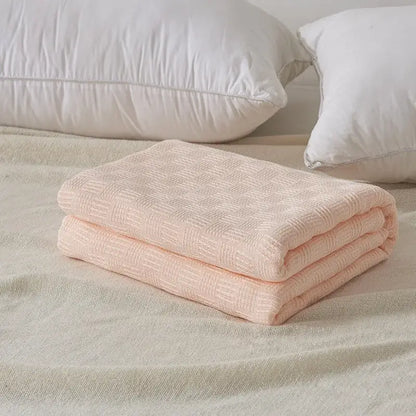 Gray herringbone cotton waffle towel quilt for bedroom or office