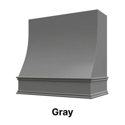 Wood Range Hood With Sloped Front and Decorative Trim - 30", 36", 42", 48", 54" and 60" Widths Available