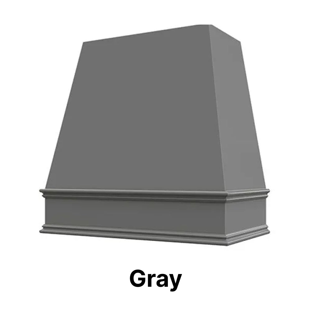 Wood Range Hood With Tapered Front and Decorative Trim - 30", 36", 42", 48", 54" and 60" Widths Available