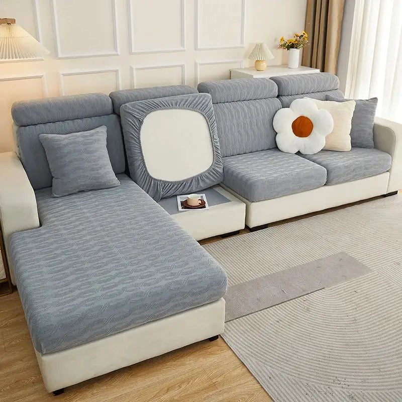 Gray jacquard sofa seat cover living room furniture protector