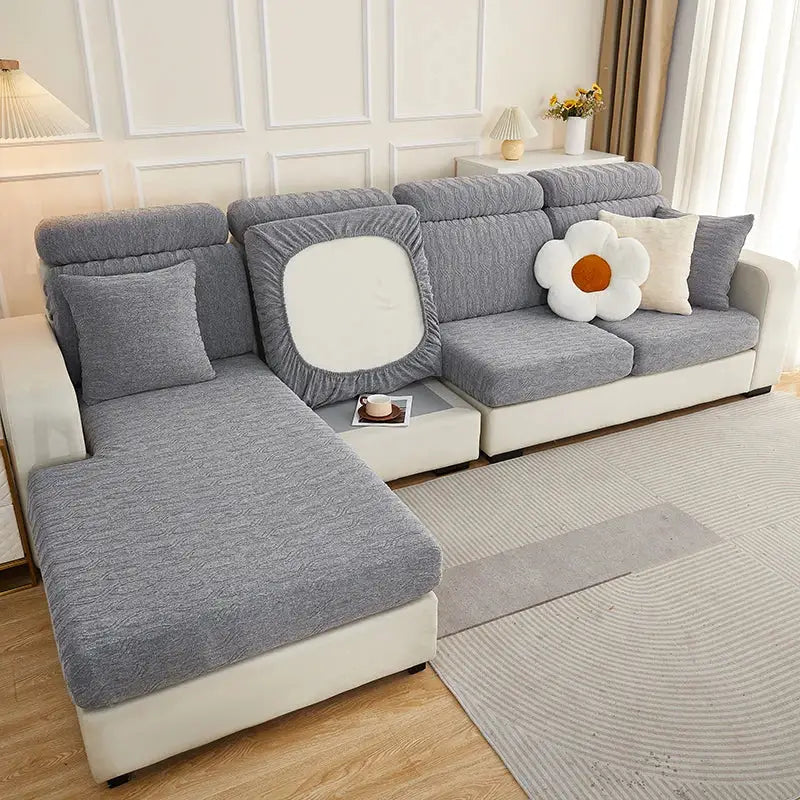 Gray jacquard sofa seat cover living room furniture protector