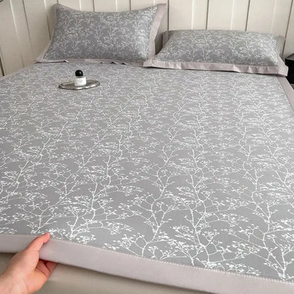 Gray & lavender branch pattern bed mat set bedroom cooling mattress