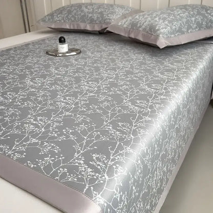 Gray & lavender branch pattern bed mat set bedroom cooling mattress