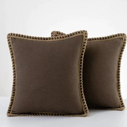 Gray linen square throw pillow covers set bedroom decor
