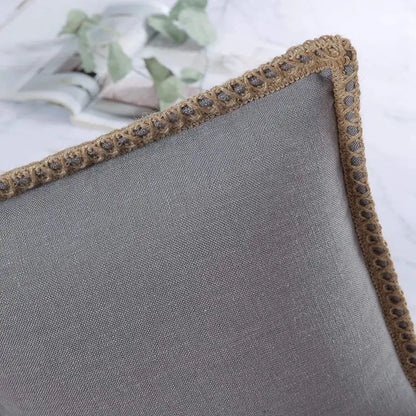 Gray linen square throw pillow covers set bedroom decor