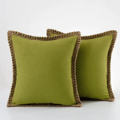 Gray linen square throw pillow covers set bedroom decor