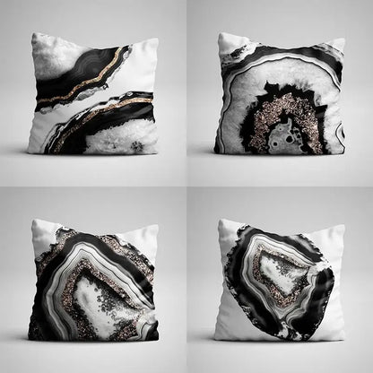 Gray marble & black agate pillow case for living room decor