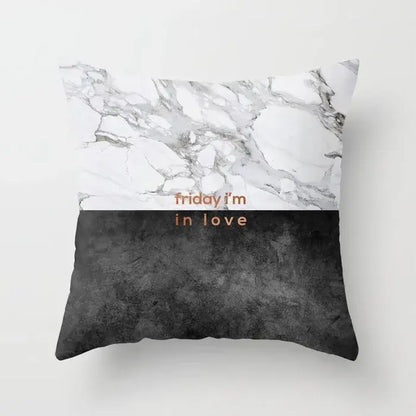 Gray marble & black agate pillow case for living room decor