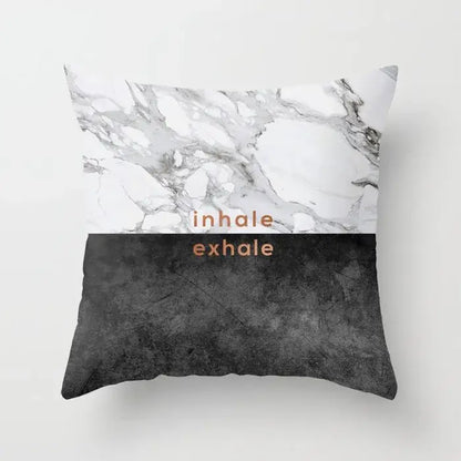 Gray marble & black agate pillow case for living room decor