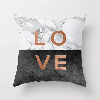 Gray marble & black agate pillow case for living room decor