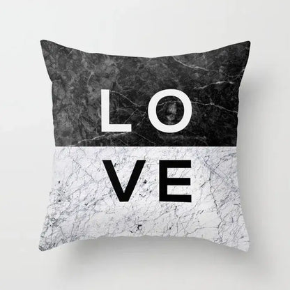 Gray marble & black agate pillow case for living room decor