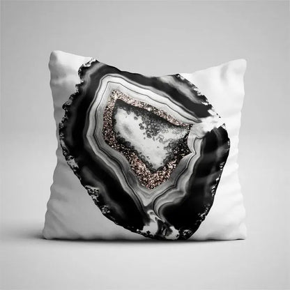 Gray marble & black agate pillow case for living room decor