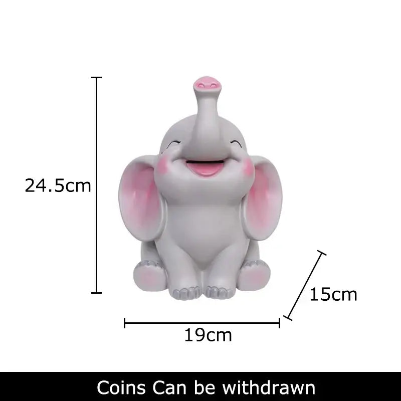 Gray & pink elephant savings jar piggy bank – nursery bedroom decor