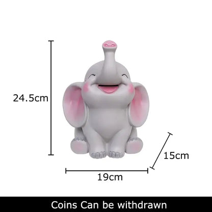 Gray & pink elephant savings jar piggy bank – nursery bedroom decor