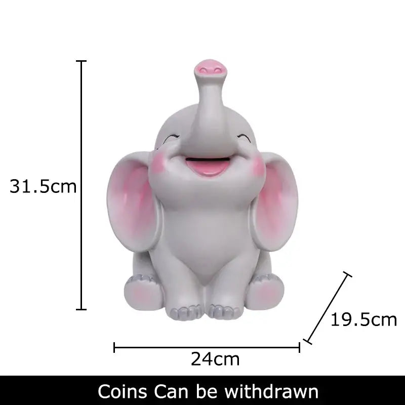 Gray & pink elephant savings jar piggy bank – nursery bedroom decor