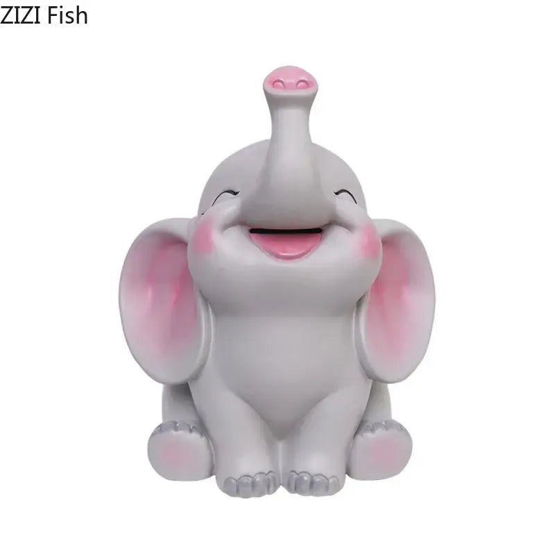 Gray & pink elephant savings jar piggy bank – nursery bedroom decor