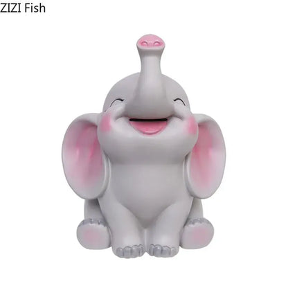 Gray & pink elephant savings jar piggy bank – nursery bedroom decor