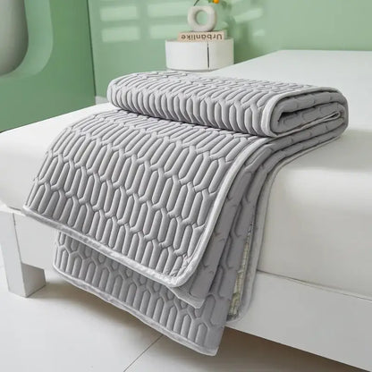 Gray quilted cooling latex summer mat set bedroom bed pad