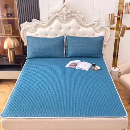 Gray quilted cooling latex summer mat set bedroom bed pad