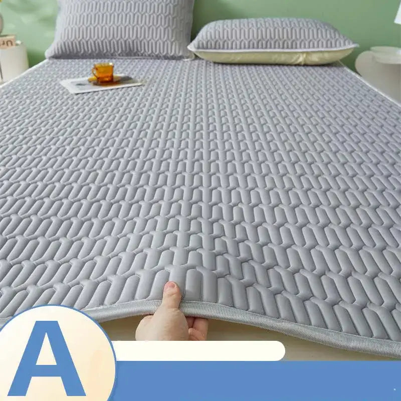 Gray quilted cooling latex summer mat set bedroom bed pad