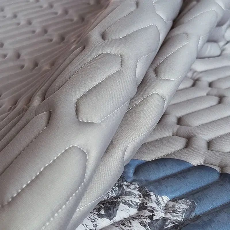 Gray quilted latex bed mat set with cloud embroidery bedroom matress pad