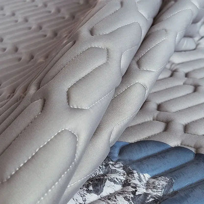 Gray quilted latex bed mat set with cloud embroidery bedroom matress pad