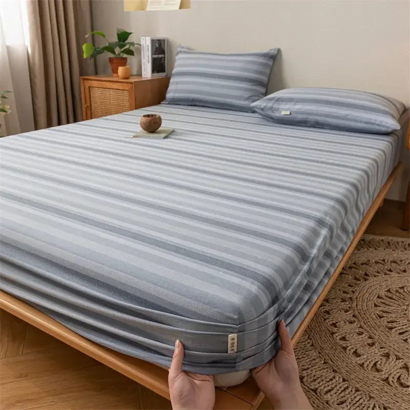 Gray red & black plaid cotton sheet set bedroom fitted sheet