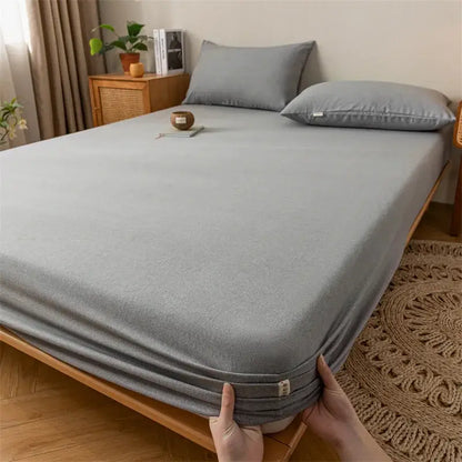 Gray red & black plaid cotton sheet set bedroom fitted sheet