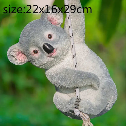 Gray resin cartoon koala swinging garden sculpture outdoor decor