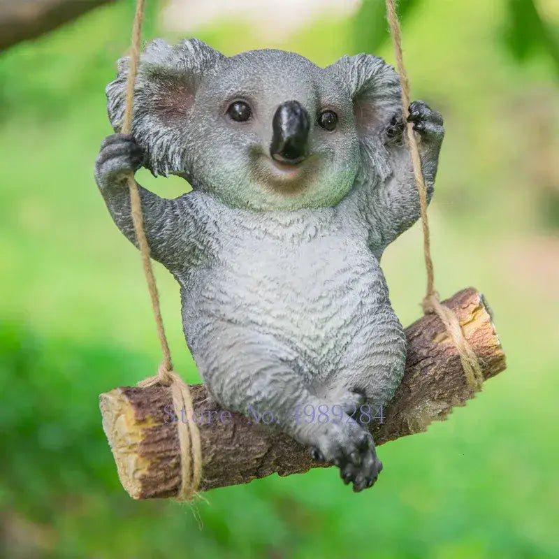 Gray resin cartoon koala swinging garden sculpture outdoor decor