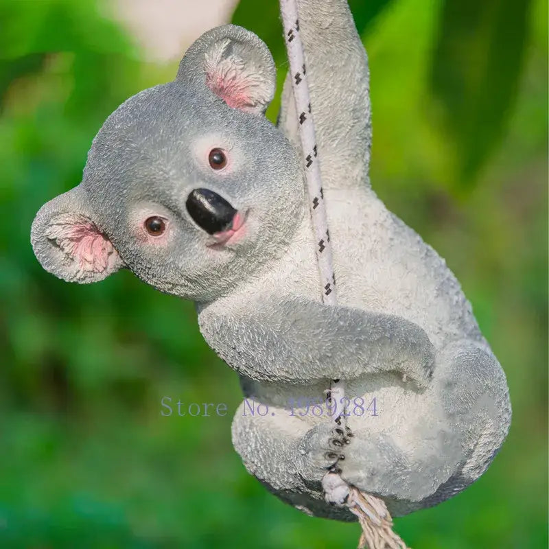 Gray resin cartoon koala swinging garden sculpture outdoor decor