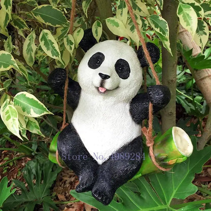 Gray resin cartoon koala swinging garden sculpture outdoor decor