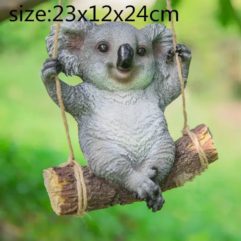 Gray resin cartoon koala swinging garden sculpture outdoor decor