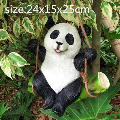 Gray resin cartoon koala swinging garden sculpture outdoor decor