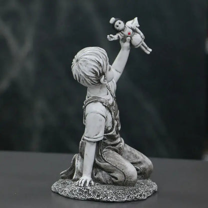 Gray resin super nurse angel boy statue living room decor
