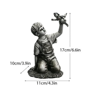 Gray resin super nurse angel boy statue living room decor