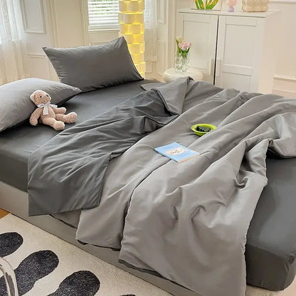 Gray satin cotton quilted duvet cover bedroom bedding set